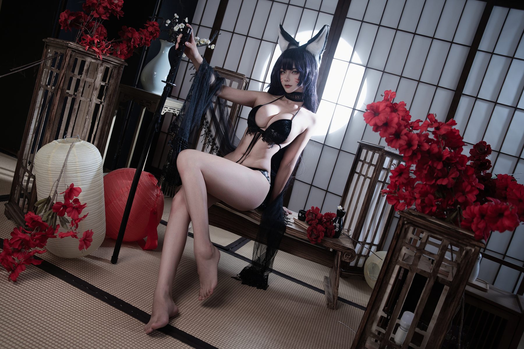 狮砸 cosplay写真_碧蓝航线武藏泳装合集 | 狮砸 COS武藏泳装全套图包 [12P-149MB]