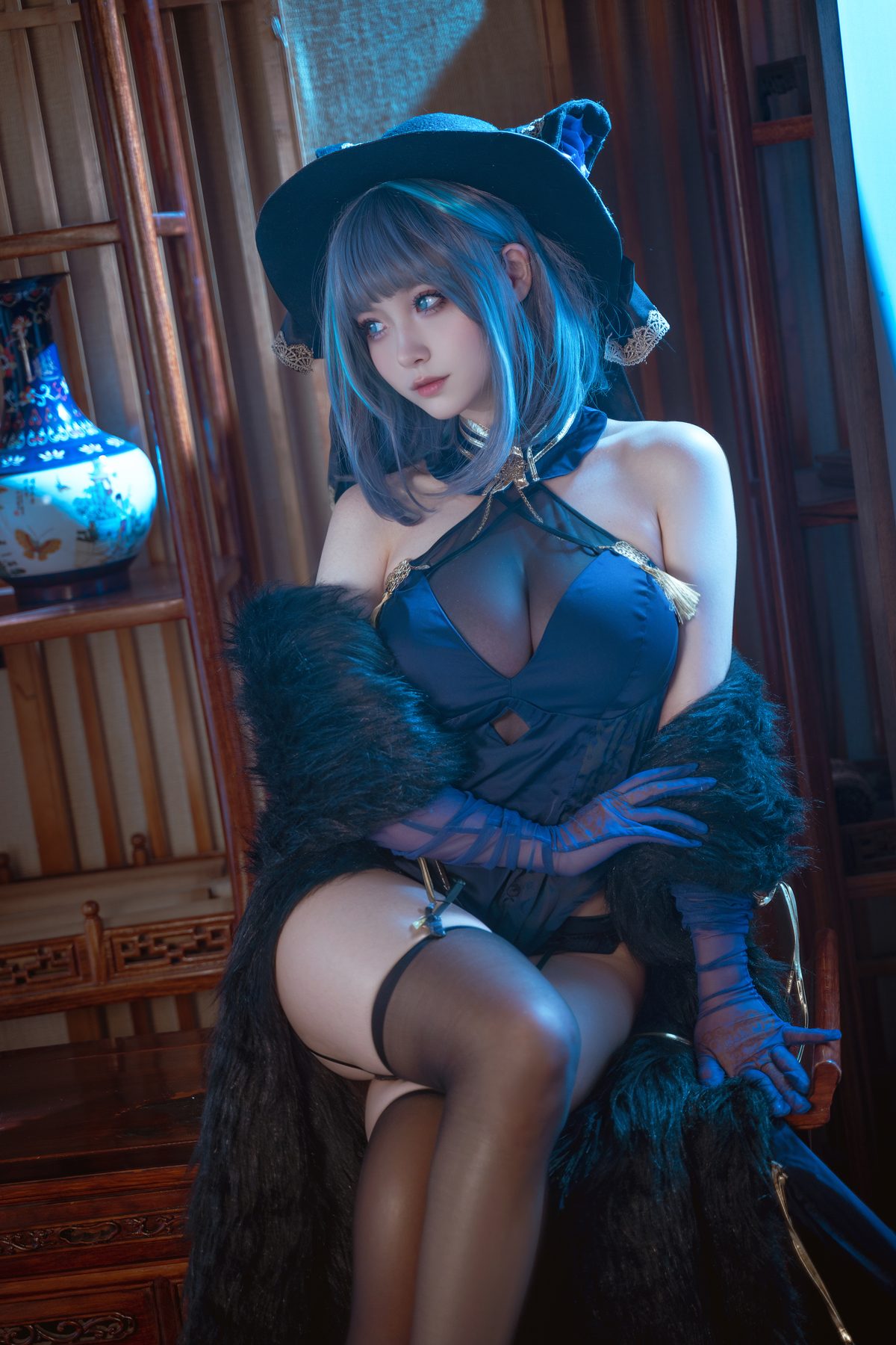狮砸 碧蓝航线柴郡旗袍 COS写真