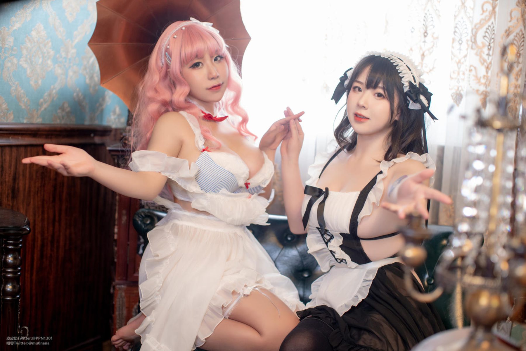 皮皮奶可可爱了啦 &喵零 双人女仆 COS写真