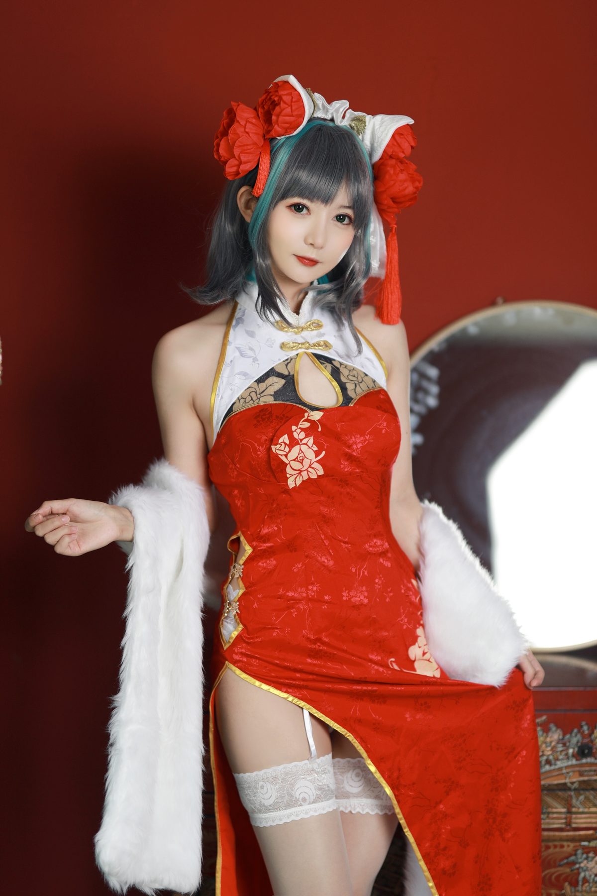 51酱 碧蓝航线 柴郡 新春旗袍 COS写真