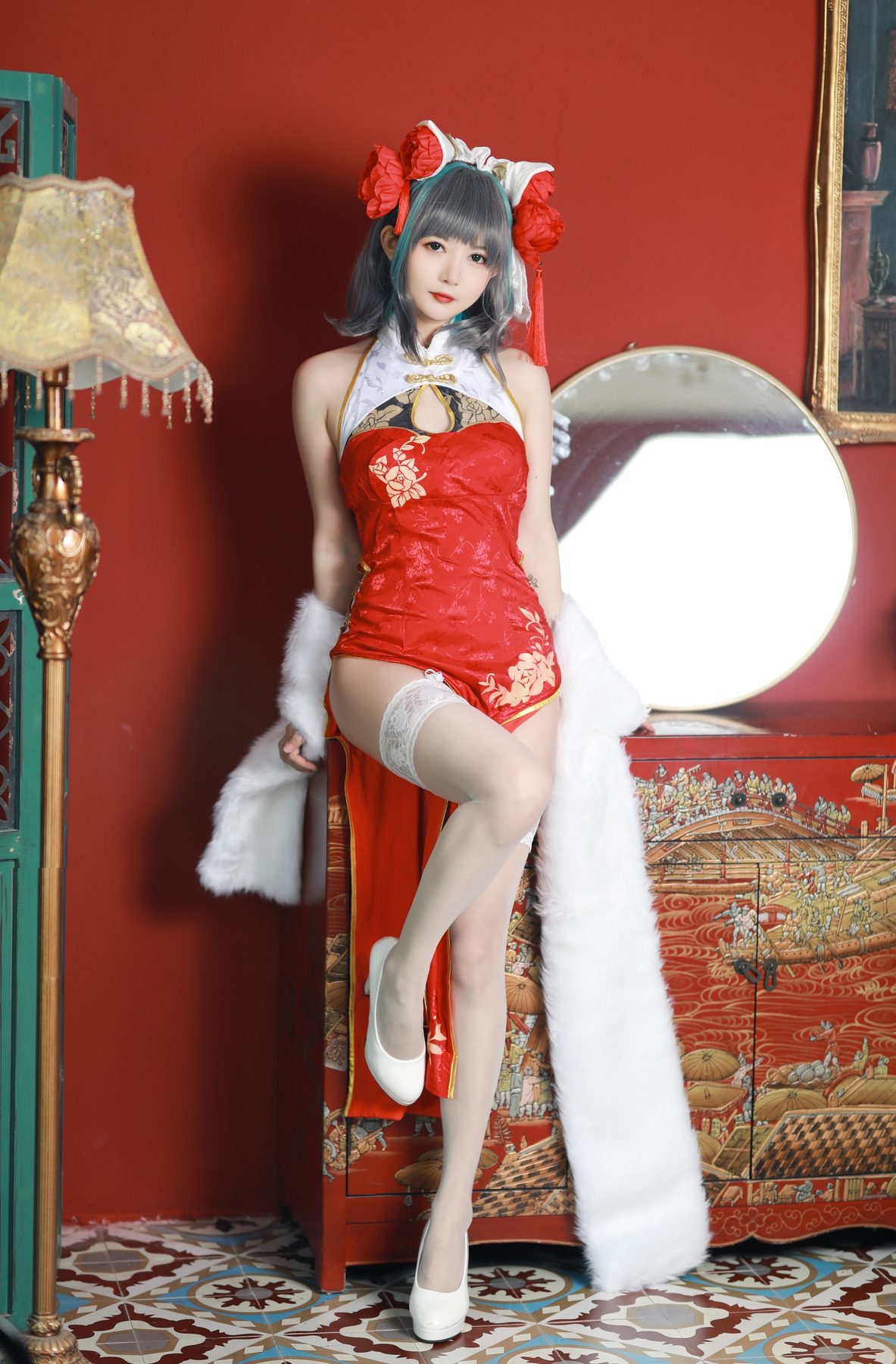 51酱 碧蓝航线 柴郡 新春旗袍 COS写真