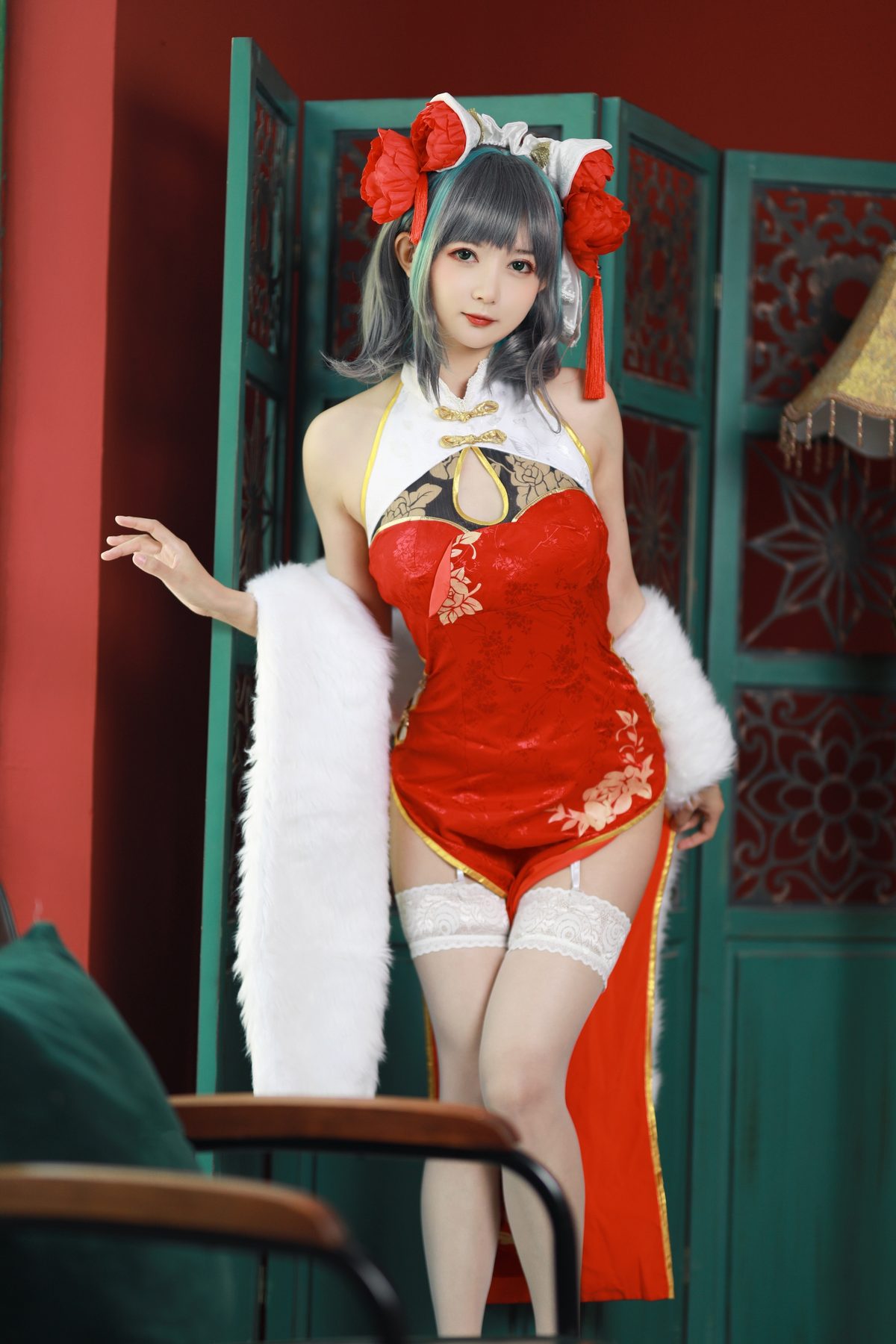 51酱 碧蓝航线 柴郡 新春旗袍 COS写真