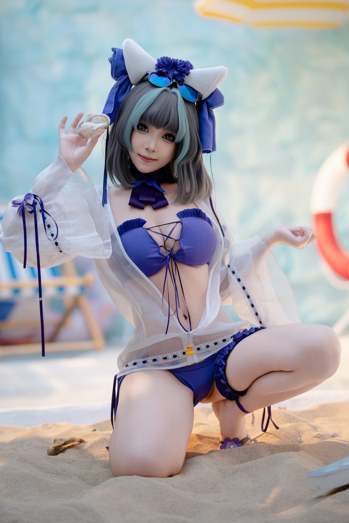 Bangni邦尼 cosplay写真_碧蓝航线柴郡泳装合集 | Bangni邦尼 COS柴郡泳装全套图包 [86P-855MB]