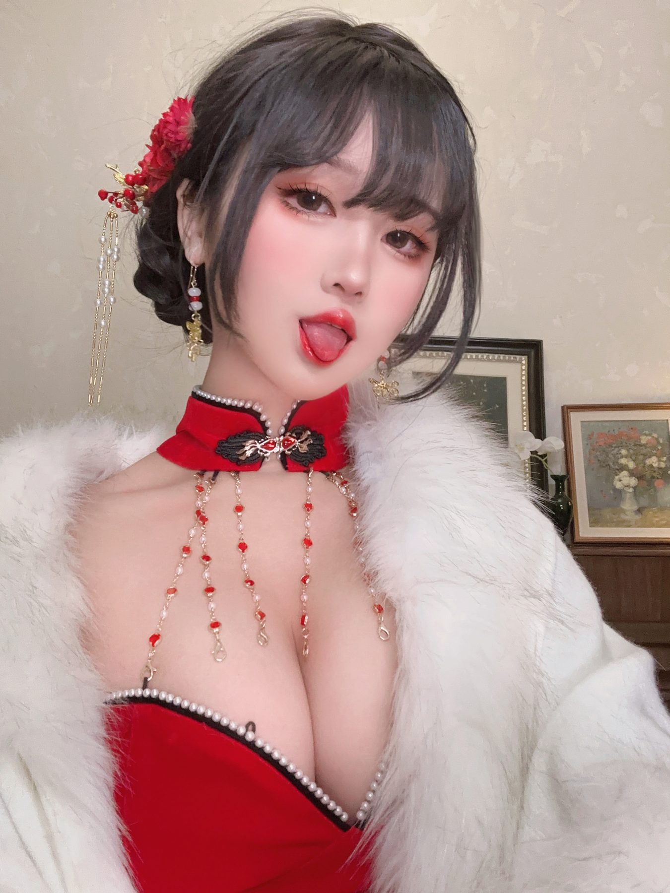 三度 69 红丝绒旗袍 COS写真