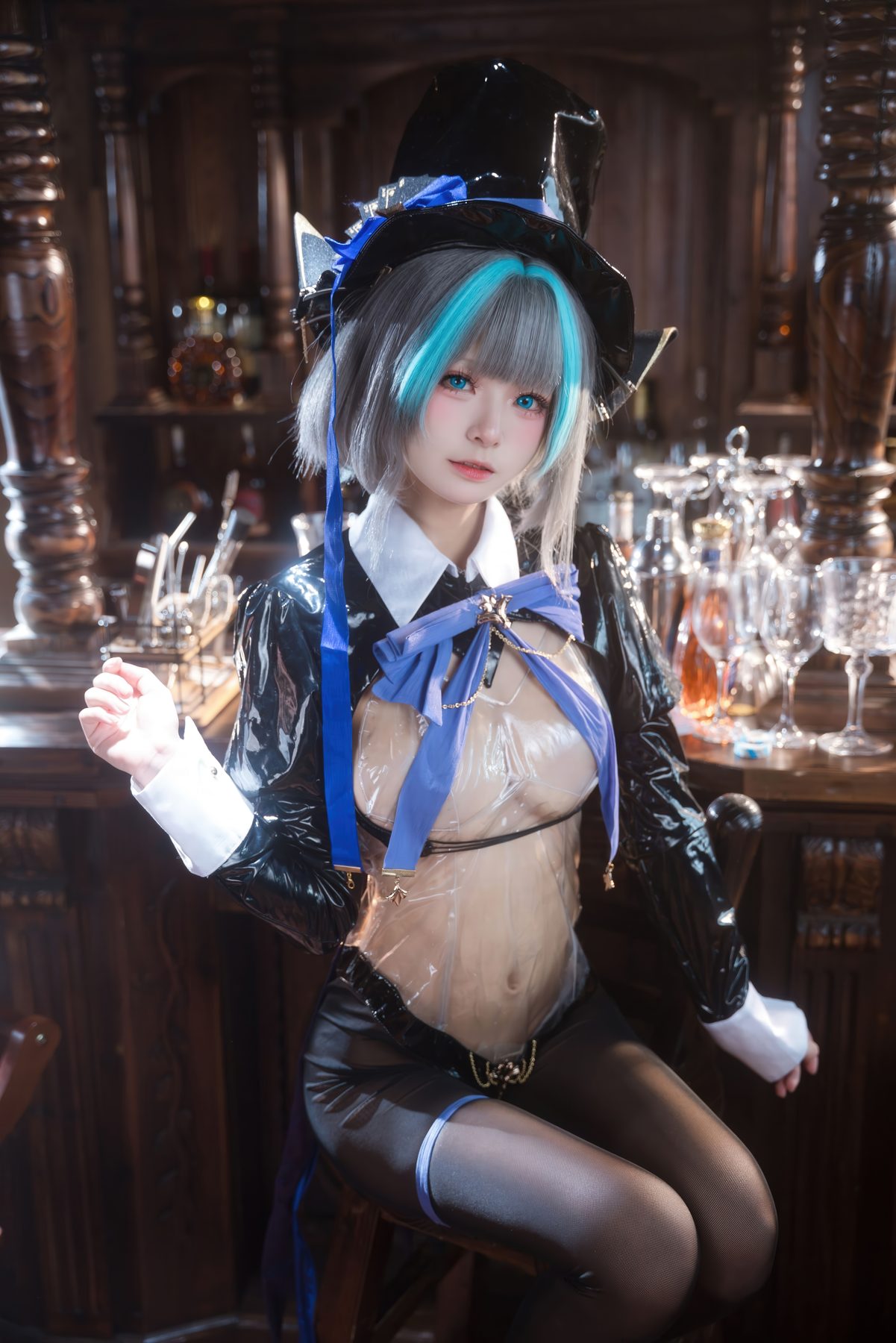 九柒喵 碧蓝航线 柴郡兔女郎 COS写真