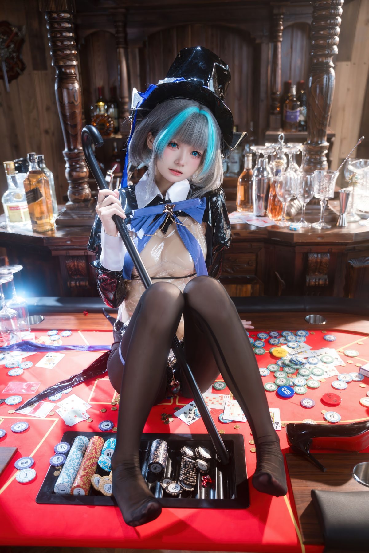 九柒喵 碧蓝航线 柴郡兔女郎 COS写真