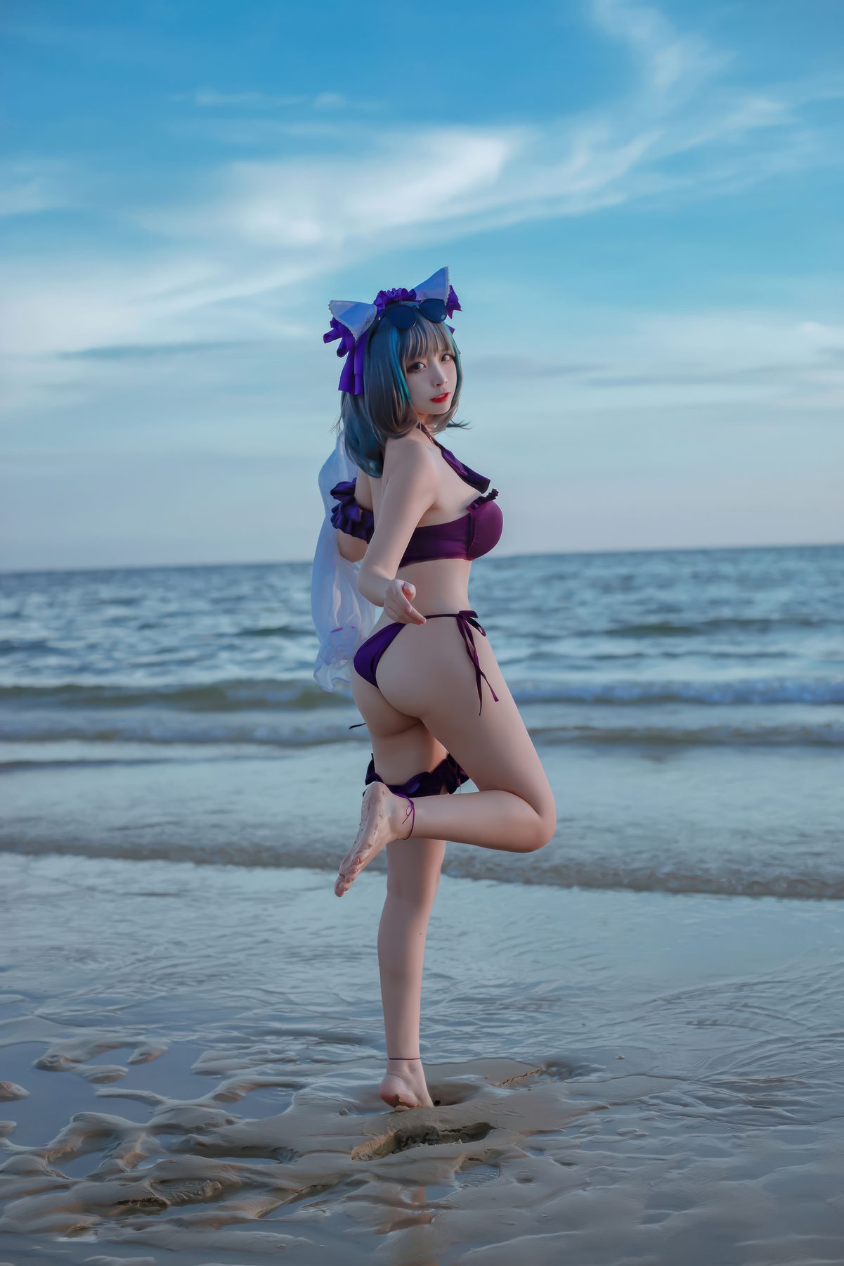 二佐Nisa 碧蓝航线 柴郡泳装 COS写真