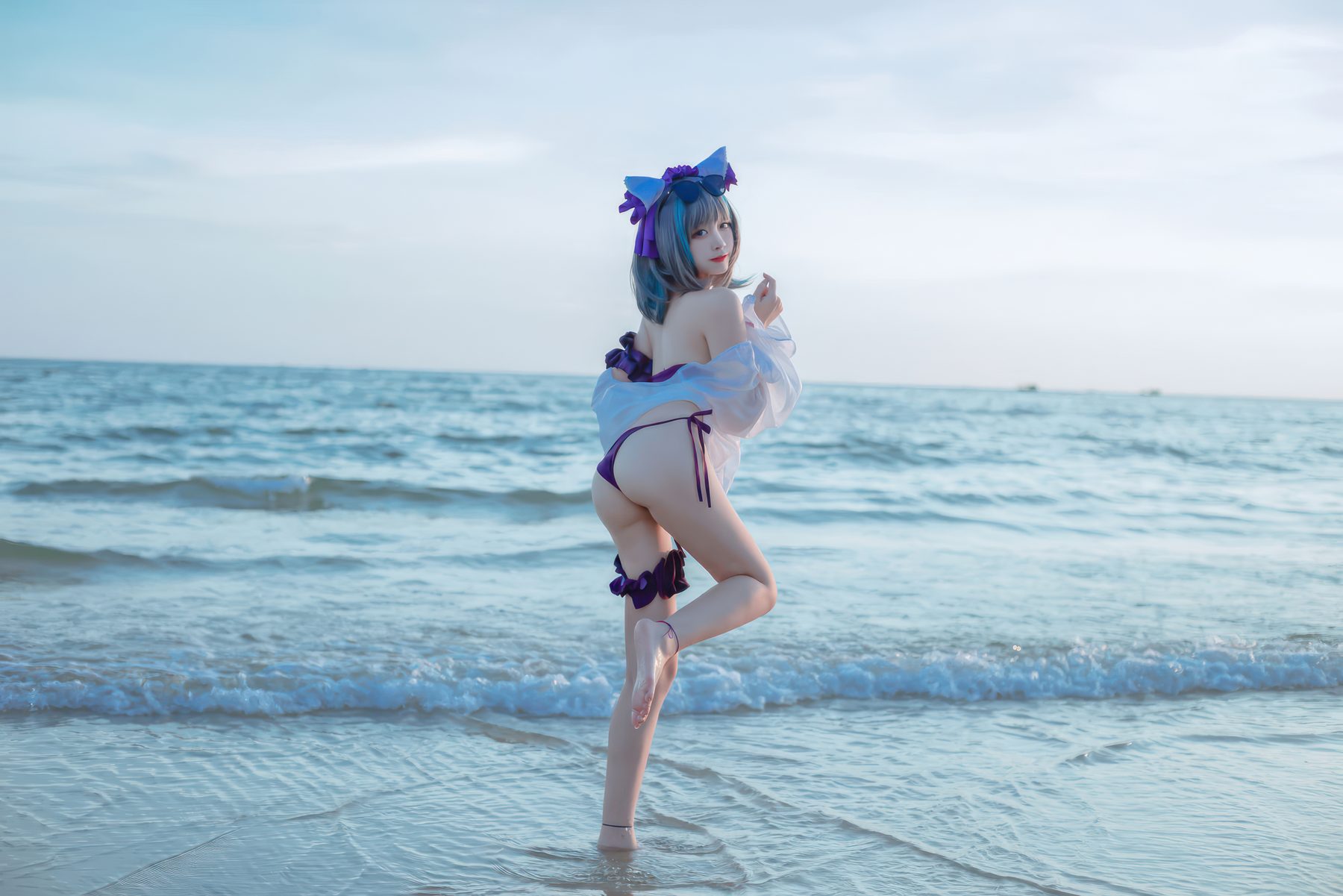 二佐Nisa 碧蓝航线 柴郡泳装 COS写真