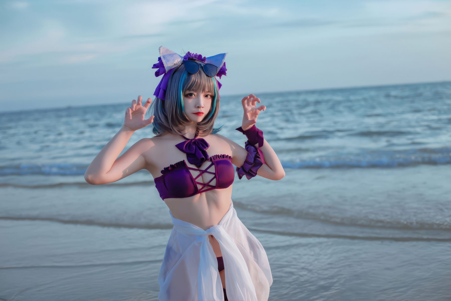 二佐Nisa 碧蓝航线 柴郡泳装 COS写真