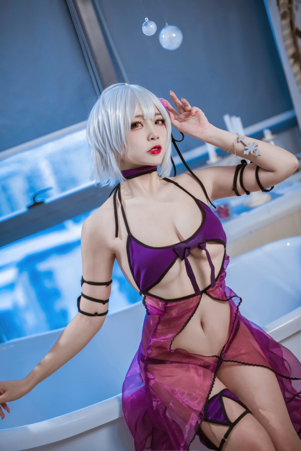二佐Nisa cosplay写真_FATE黑贞德水着合集 | 二佐Nisa COS黑贞德泳装全套图包 [40P-277MB]
