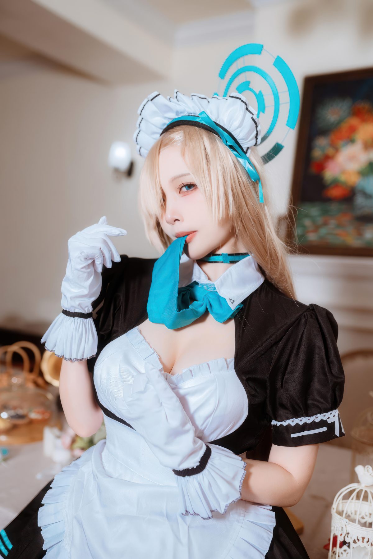 二佐Nisa 蔚蓝档案 一之濑明日奈 女仆 COS写真