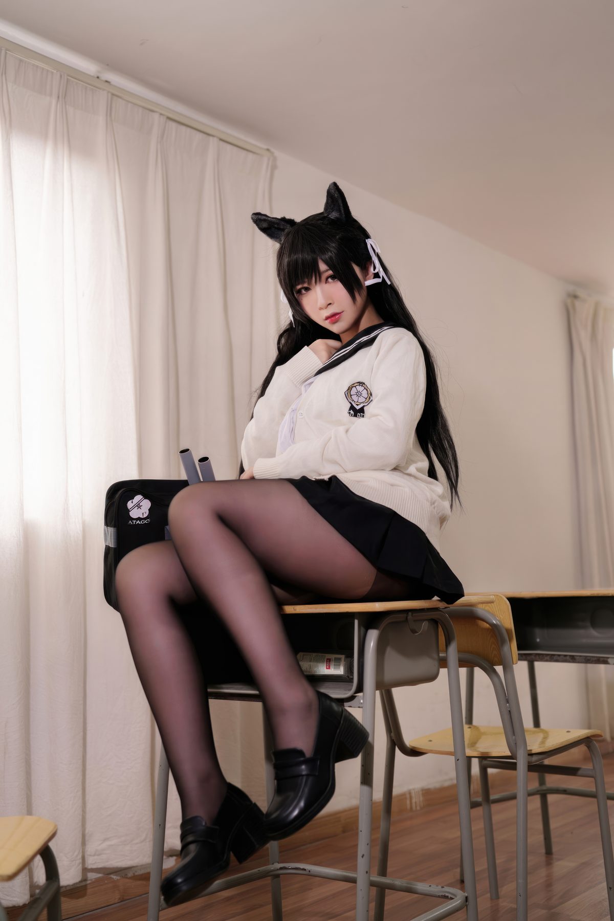 半半子 碧蓝航线 爱宕校服 COS写真