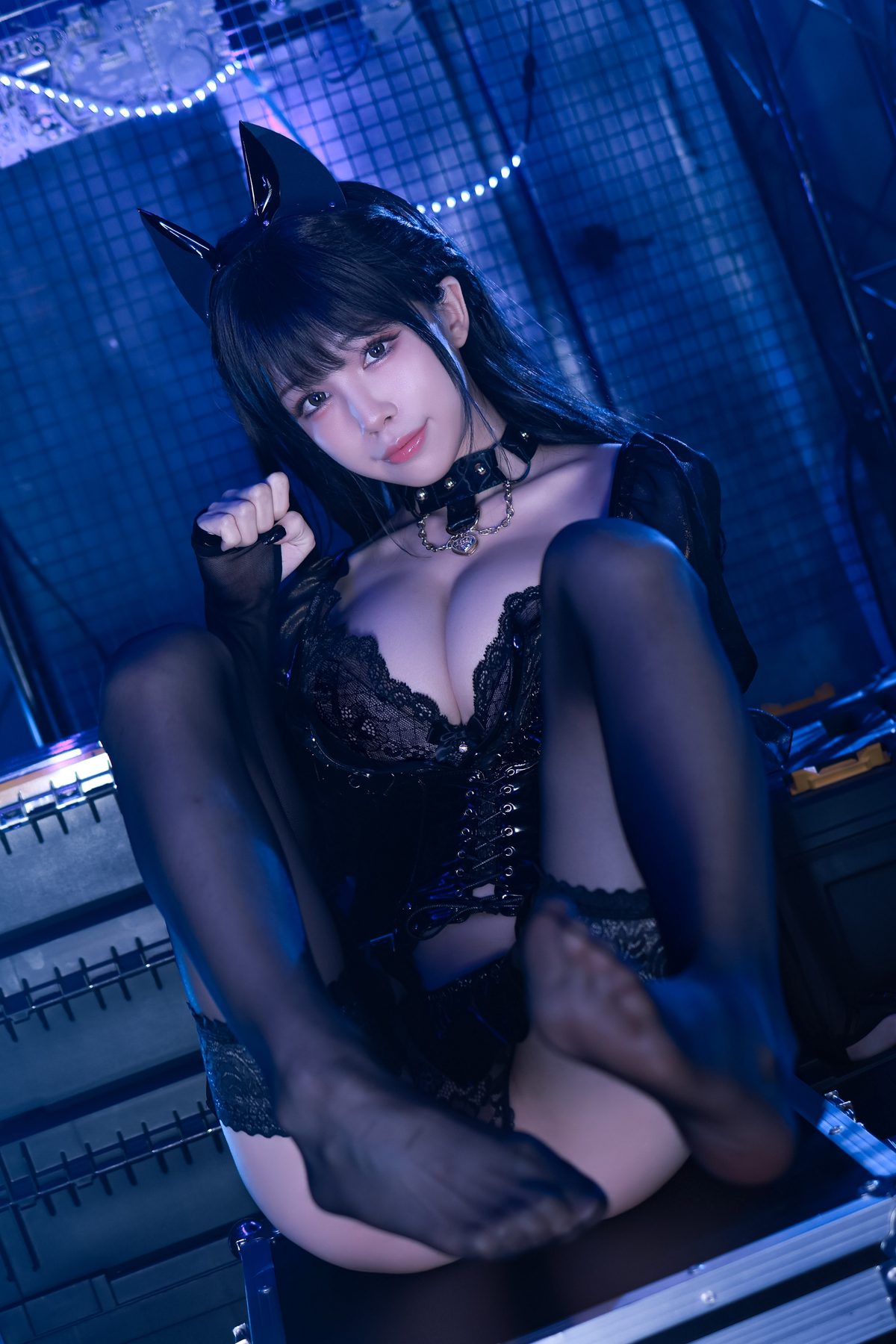 水淼aqua 猫咪女郎 黑色猫猫 COS写真