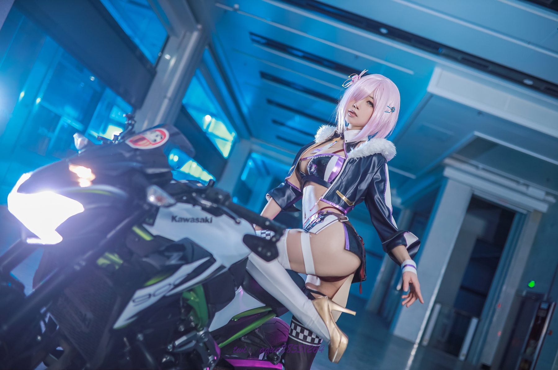 水淼Aqua 玛修 同人机车装 COS写真