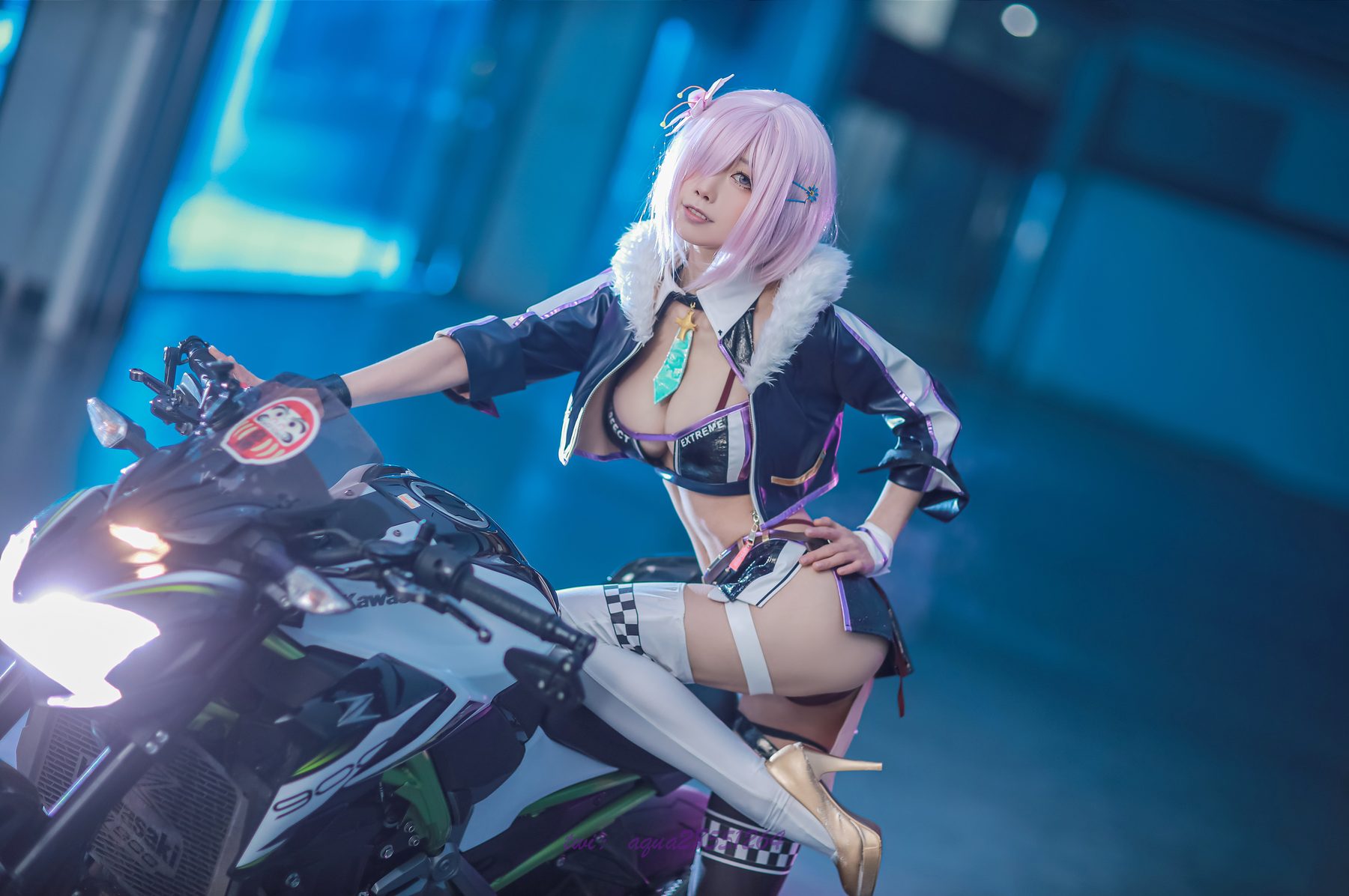 水淼Aqua 玛修 同人机车装 COS写真
