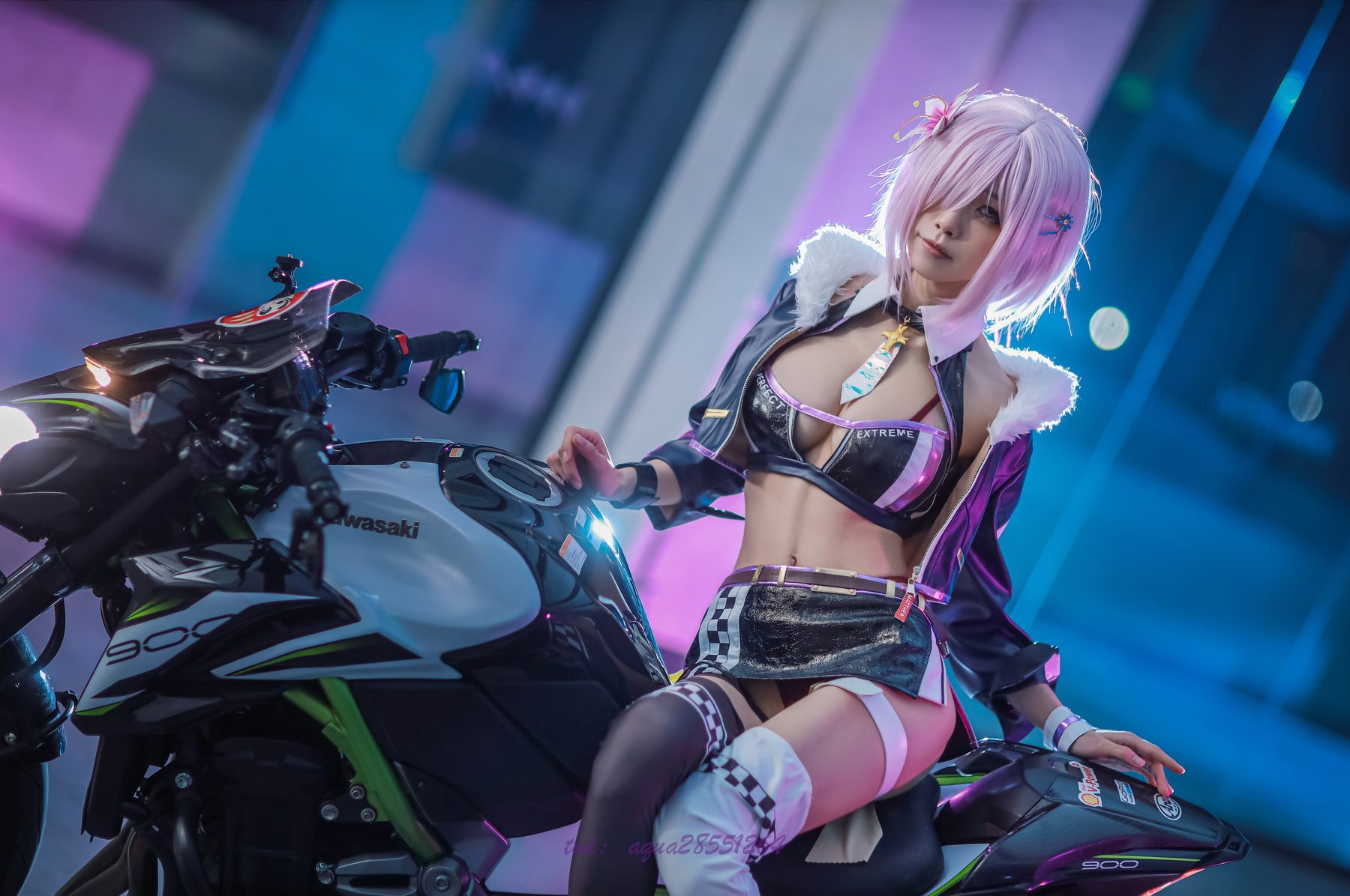 水淼Aqua 玛修 同人机车装 COS写真