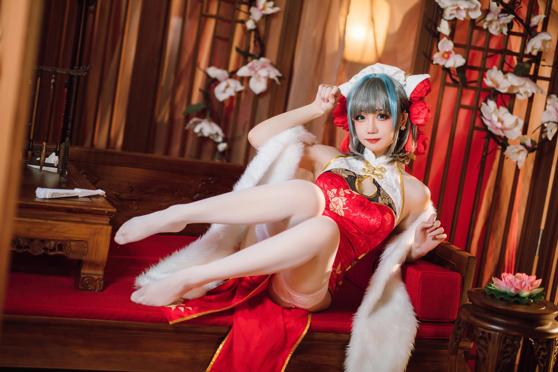 焖焖碳 cosplay写真_碧蓝航线柴郡旗袍合集 | 焖焖碳 COS柴郡旗袍全套图包 [29P-508MB]