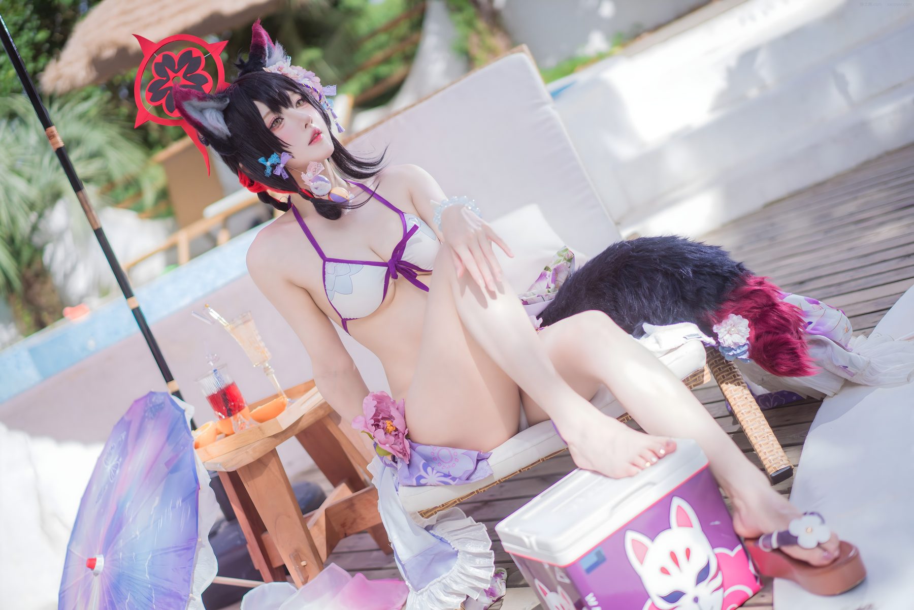 阿包也是兔娘 cosplay写真_蔚蓝档案狐坂若藻水着合集 | 阿包也是兔娘 COS狐坂若藻全套图包 [32P-187M]