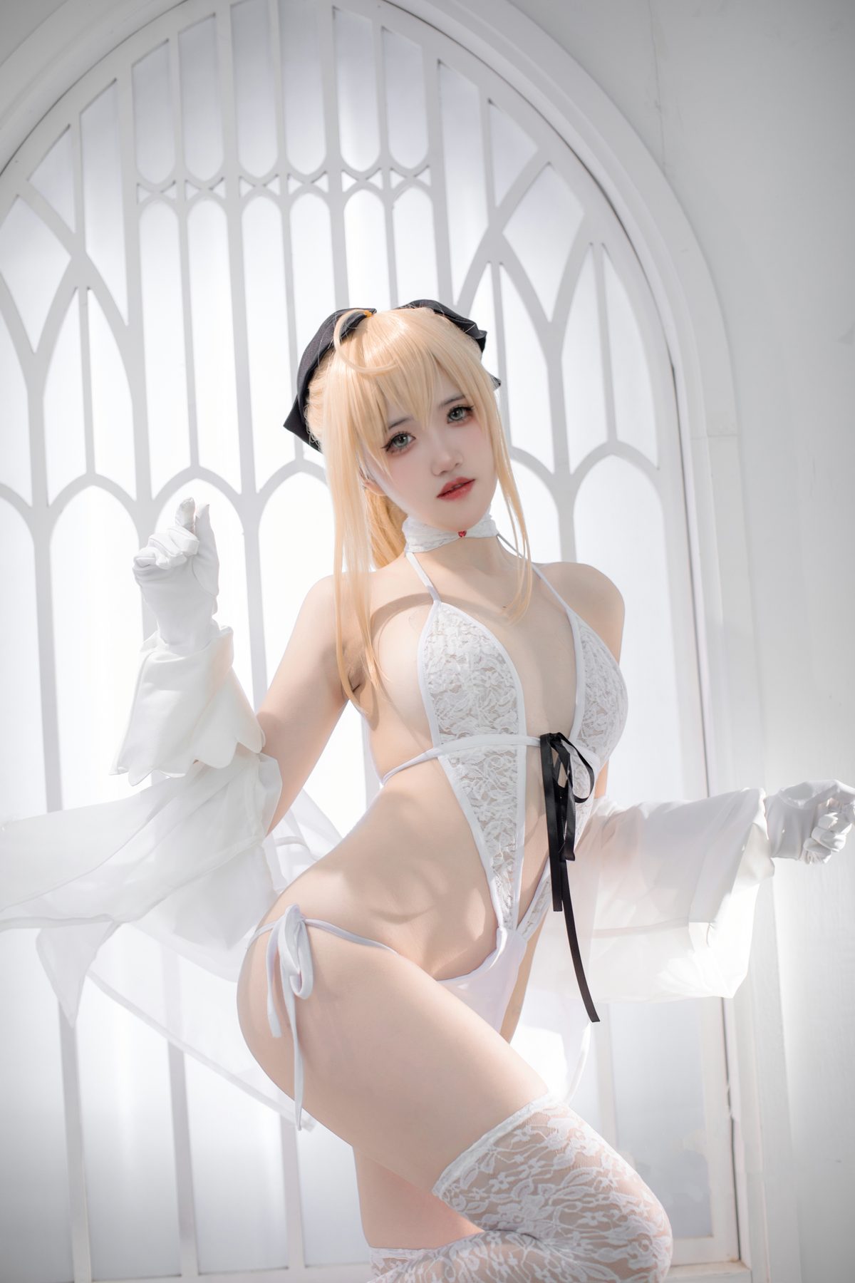 阿薰kaOri FGO 白Saber COS写真