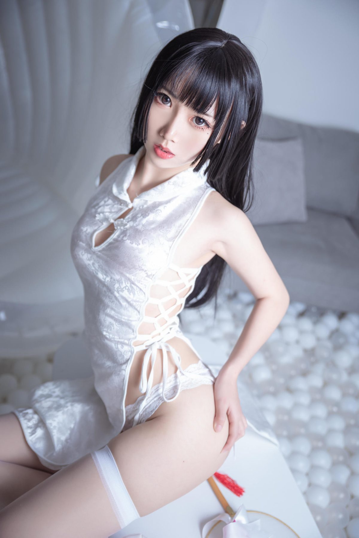 面饼仙儿 cosplay写真_白色旗袍合集 | 面饼仙儿 COS白色旗袍全套图包 [60P-649MB]