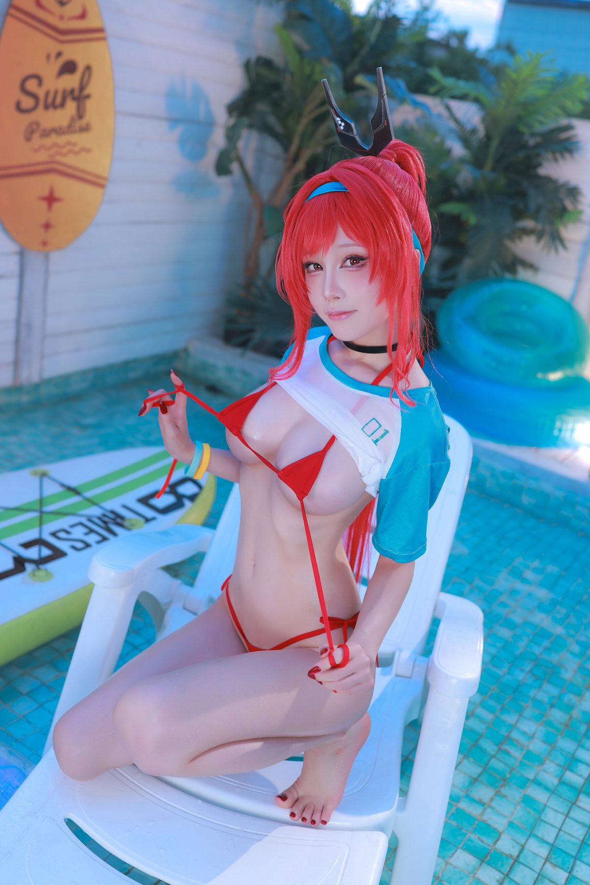 水淼Aqua 拉毗小红帽泳装(胜利女神:妮姬) NIKKE COS写真