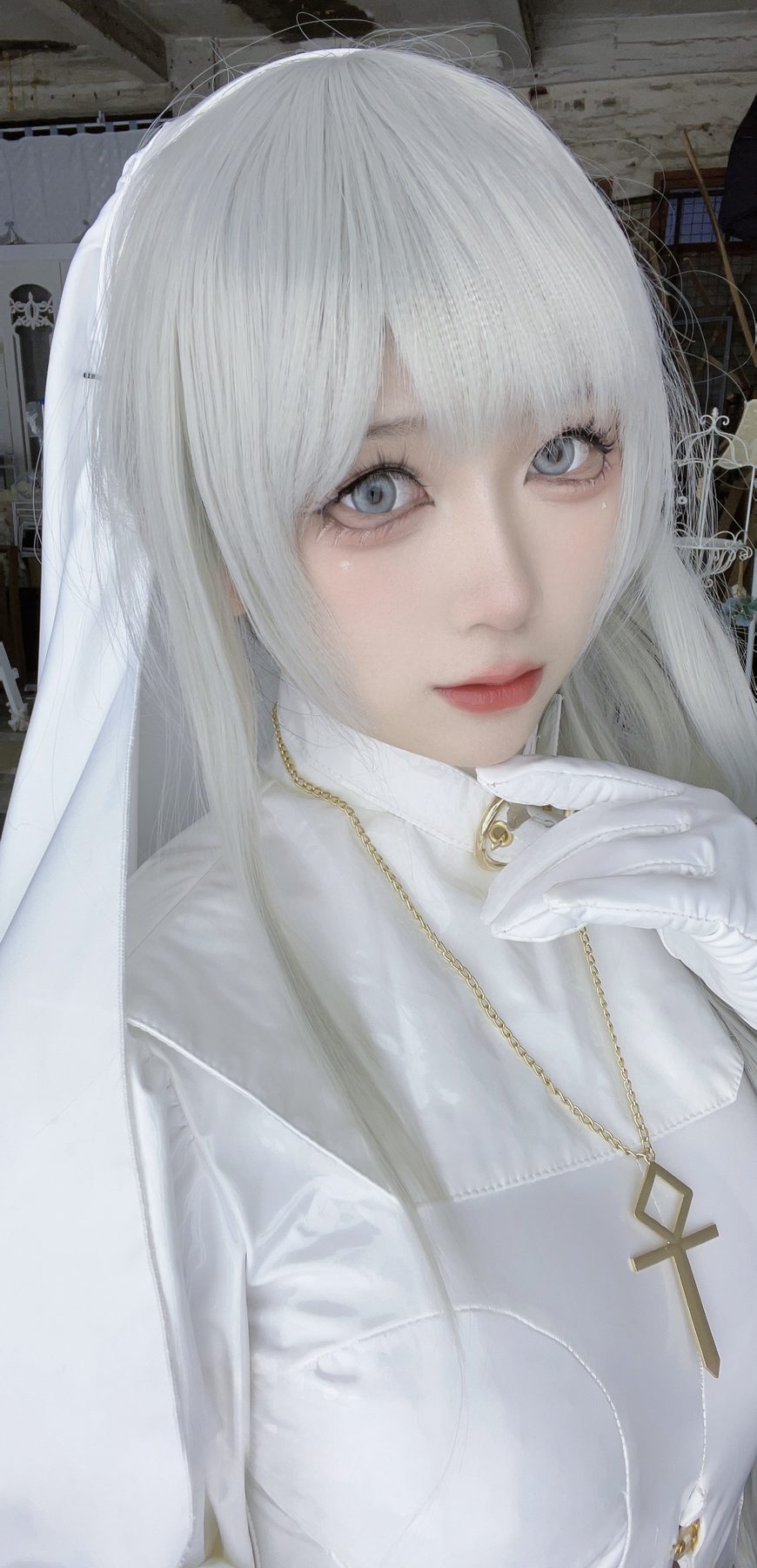 樱落酱w 纯白修女 COS写真